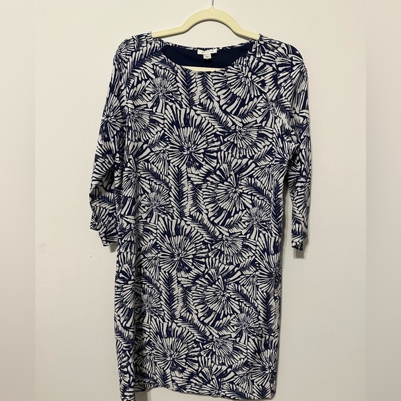 Garnet Hill Silk Navy White Tunic Sheath A Line Shift Dress size 2 - Picture 3 of 8